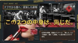 化粧品と工業用化学物質の成分の同一性を示す図解